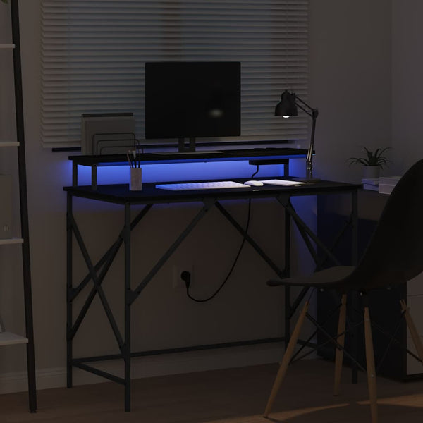 Schreibtisch mit Regal, Schwarz Eiche