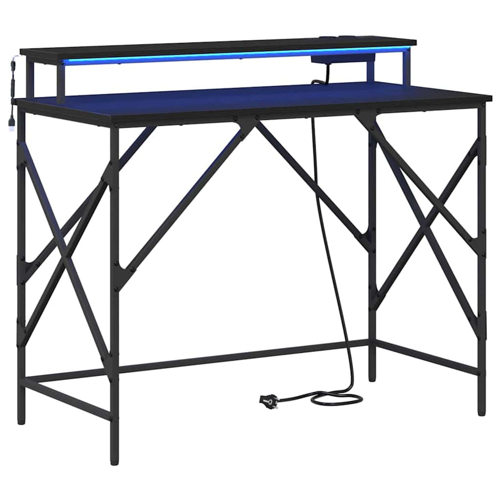 Schreibtisch mit Regal, Schwarz Eiche