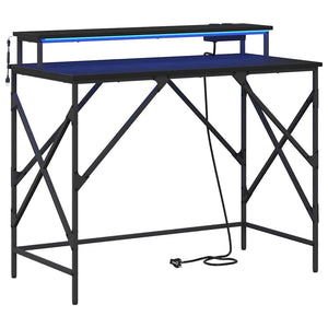 Schreibtisch mit Regal, Schwarz Eiche