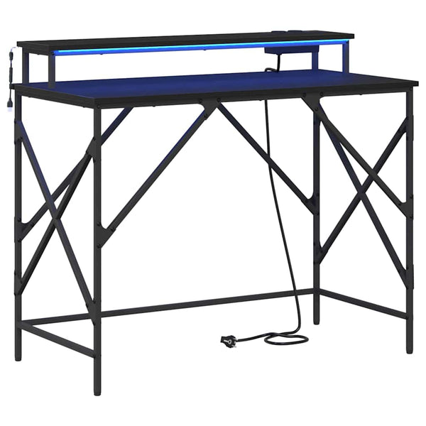 Schreibtisch mit Regal, Schwarz Eiche