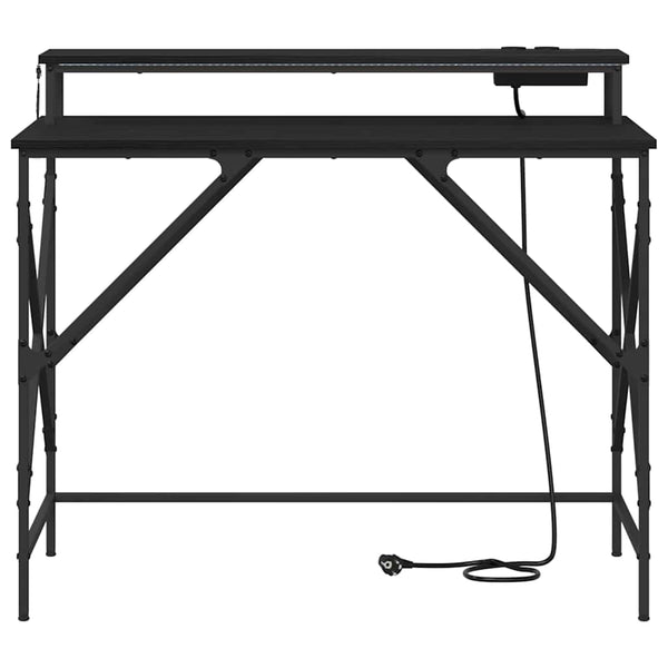 Schreibtisch mit Regal, Schwarz Eiche