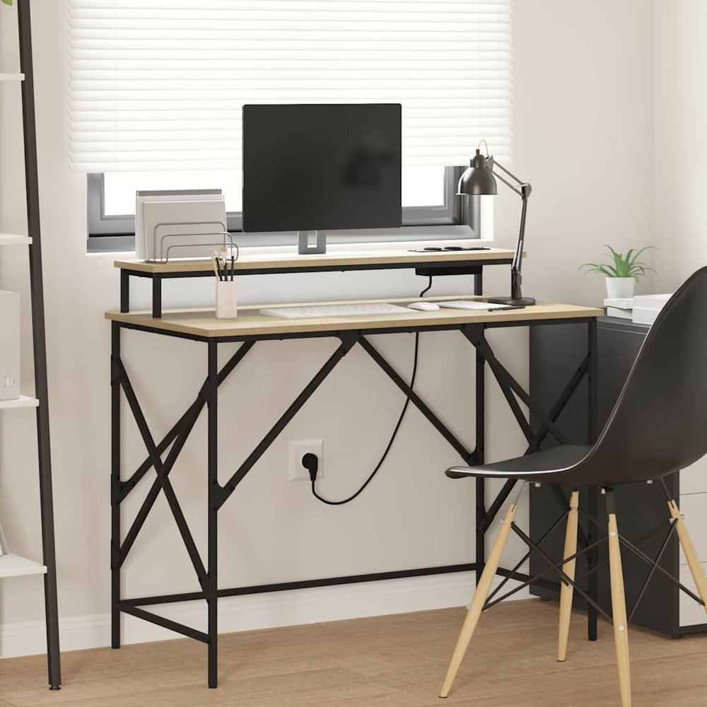 Schreibtisch Sonoma Eiche 100 cm mit LED