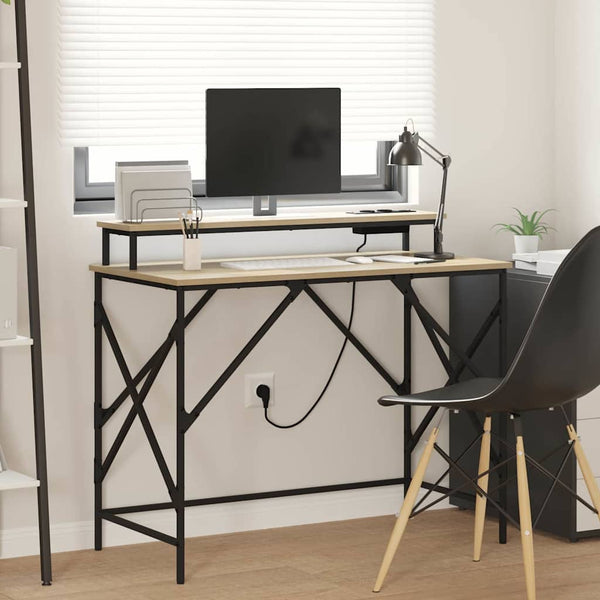 Schreibtisch Sonoma Eiche 100 cm mit LED