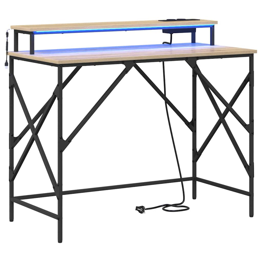 Schreibtisch Sonoma Eiche 100 cm mit LED