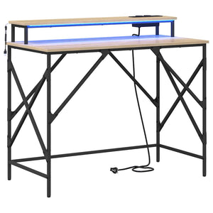Schreibtisch Sonoma Eiche 100 cm mit LED