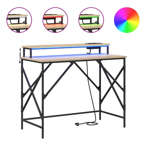 Schreibtisch Sonoma Eiche 100 cm mit LED