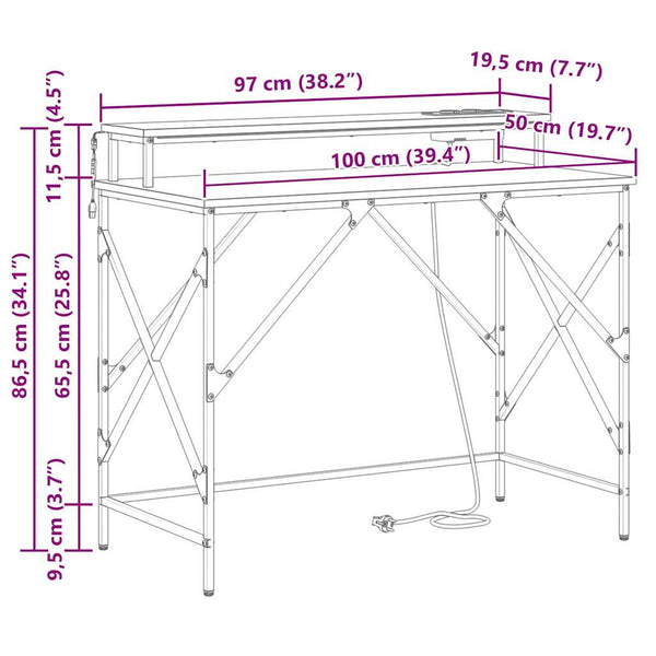 Schreibtisch Geräucherte Eiche 100 cm