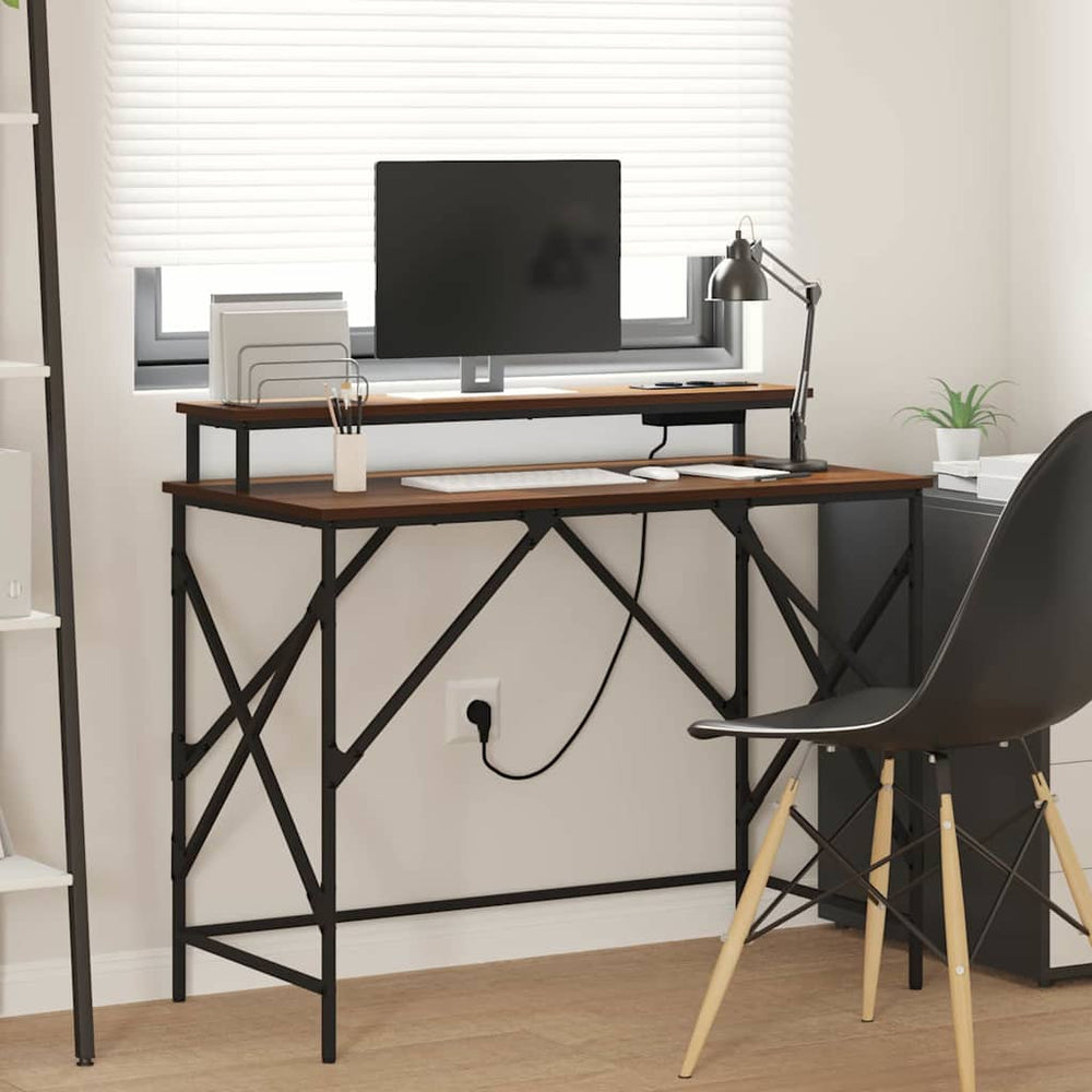 Schreibtisch mit Regal Eichenoptik 100cm