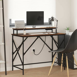 Schreibtisch mit Regal Eichenoptik 100cm