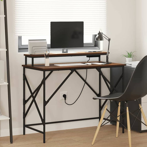 Schreibtisch mit Regal Eichenoptik 100cm