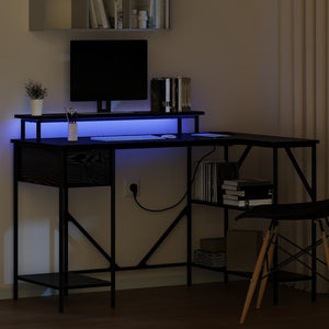 Schreibtisch mit Regal Schwarz Eiche 120cm