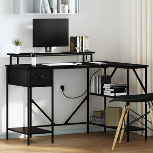 Schreibtisch mit Regal Schwarz Eiche 120cm