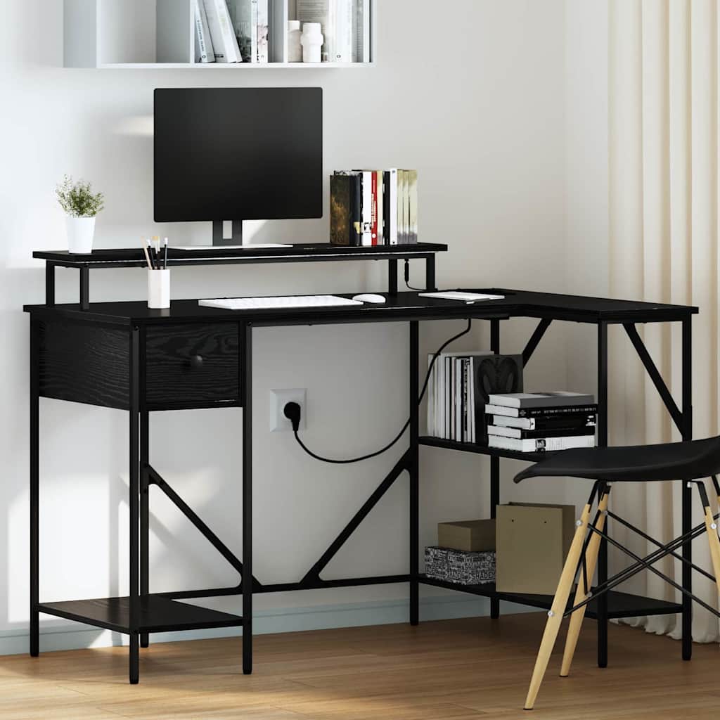 Schreibtisch mit Regal Schwarz Eiche 120cm