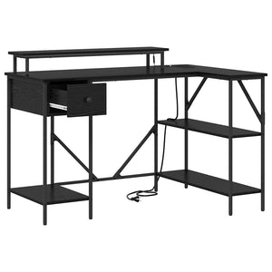 Schreibtisch mit Regal Schwarz Eiche 120cm