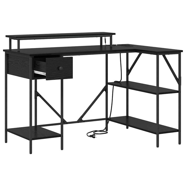 Schreibtisch mit Regal Schwarz Eiche 120cm