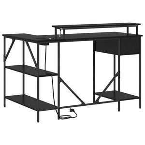 Schreibtisch mit Regal Schwarz Eiche 120cm