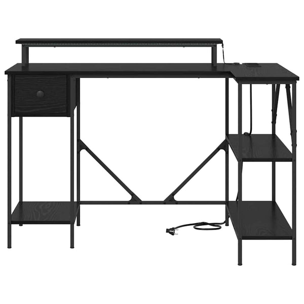 Schreibtisch mit Regal Schwarz Eiche 120cm