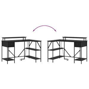 Schreibtisch mit Regal Schwarz Eiche 120cm