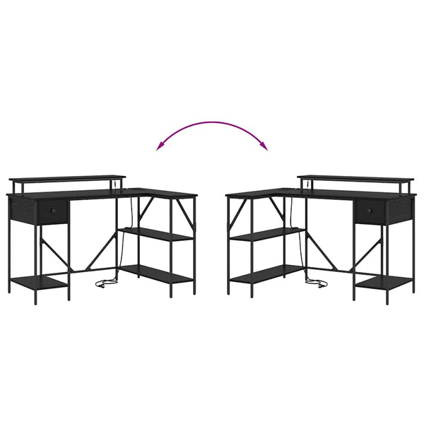 Schreibtisch mit Regal Schwarz Eiche 120cm