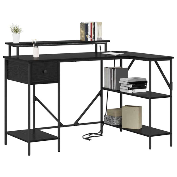 Schreibtisch mit Regal Schwarz Eiche 120cm