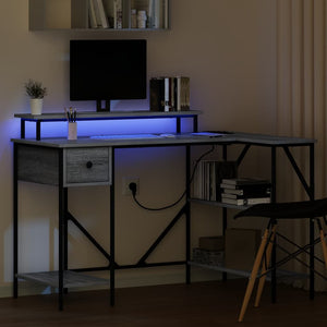 vidaXL Desk Grey Sonoma 120 x 79 x 86.5 cm Engineered Wood
