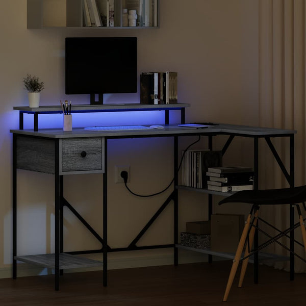 vidaXL Desk Grey Sonoma 120 x 79 x 86.5 cm Engineered Wood
