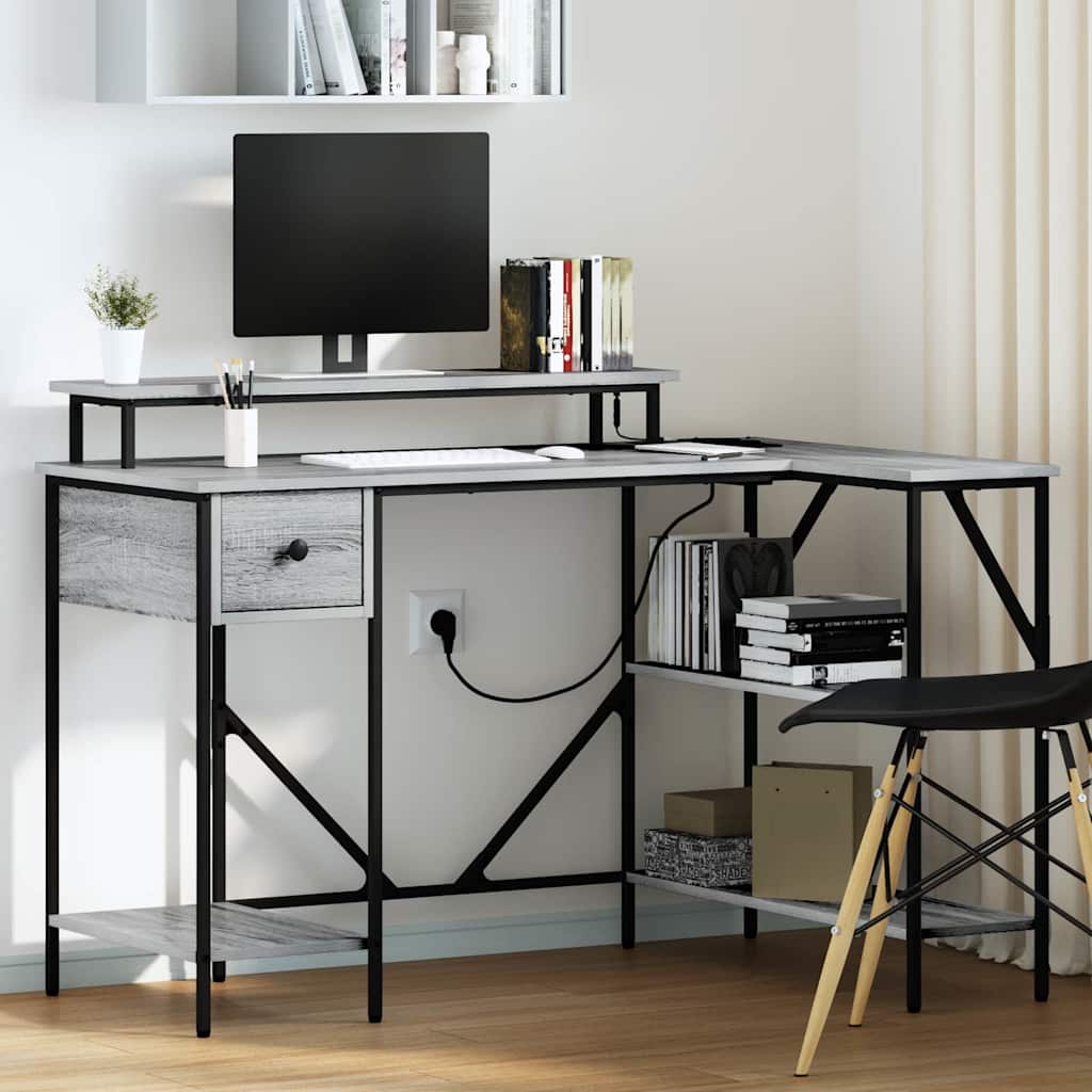 vidaXL Desk Grey Sonoma 120 x 79 x 86.5 cm Engineered Wood