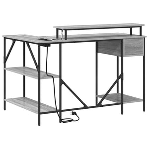 vidaXL Desk Grey Sonoma 120 x 79 x 86.5 cm Engineered Wood