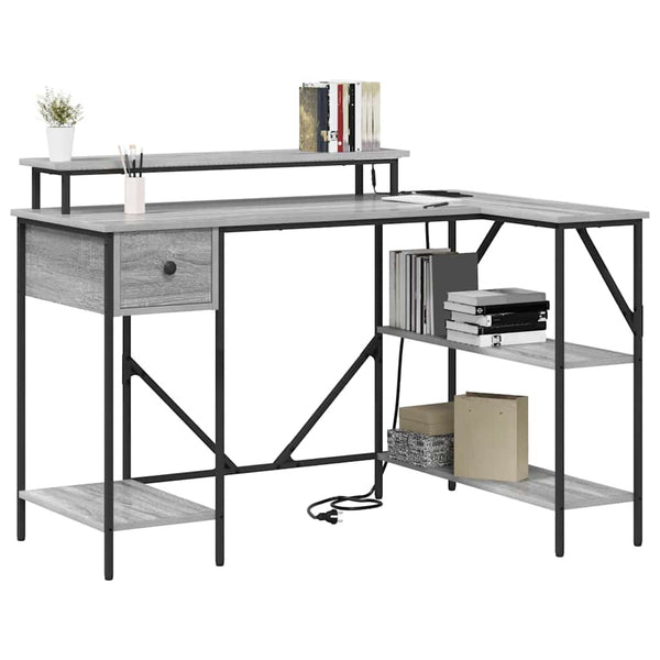 vidaXL Desk Grey Sonoma 120 x 79 x 86.5 cm Engineered Wood
