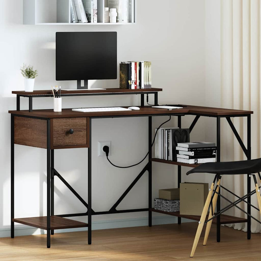 Schreibtisch mit Regal Eichenoptik