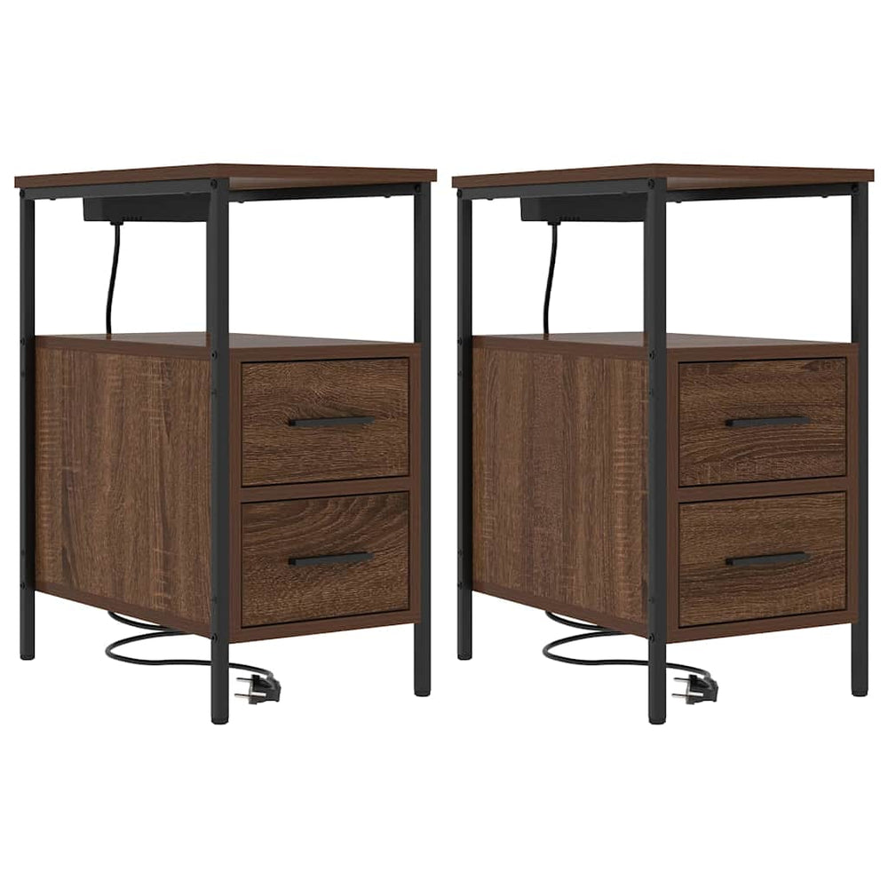 Nachttisch 2er Set Braun Eichenoptik