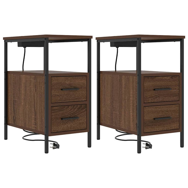 Nachttisch 2er Set Braun Eichenoptik