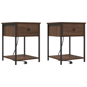 vidaXL Table de chevet 2 pcs Aspect chêne marron 42 x 41 x 56 cm