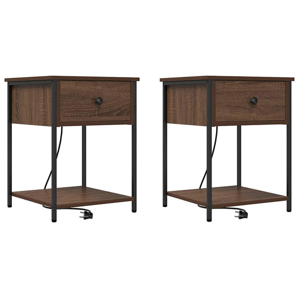 vidaXL Table de chevet 2 pcs Aspect chêne marron 42 x 41 x 56 cm