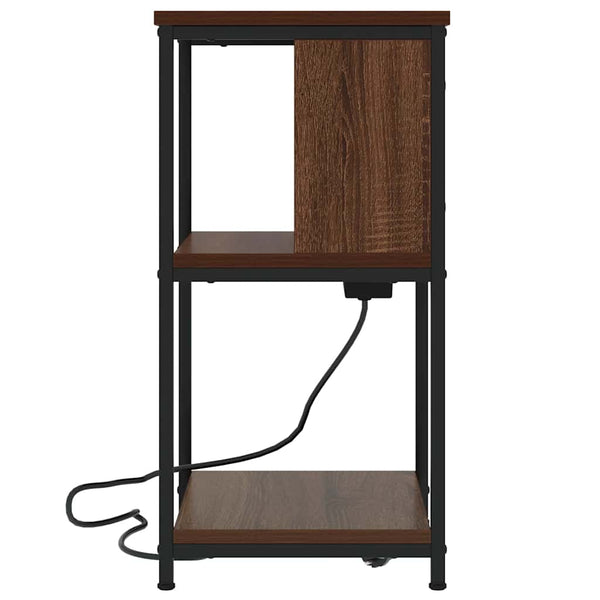 Nachttisch 2er Set Braun Eiche mit Ladestation