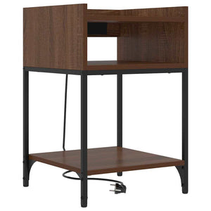 Nachttisch mit Regal, 2er Set, Eichenoptik