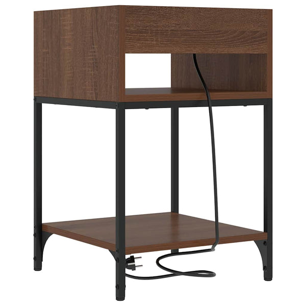 Nachttisch mit Regal, 2er Set, Eichenoptik