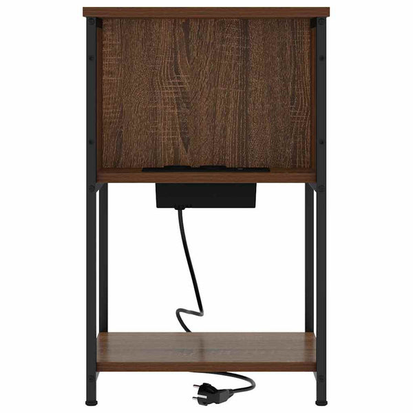 Nachttisch mit Regal, 2er Set, Eichenoptik
