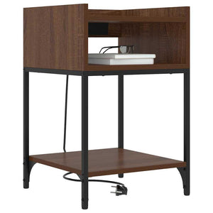 Nachttisch mit Regal, 2er Set, Eichenoptik