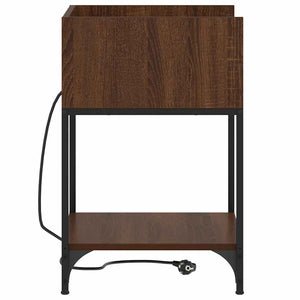 Nachttisch mit Regal, 2er Set, Eichenoptik
