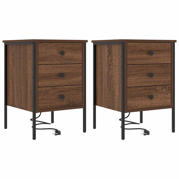 Nachttisch 2er Set Braun Eichenoptik