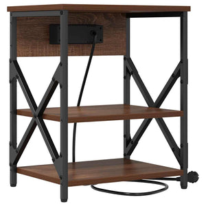 Nachttisch mit Regal, 2er-Set, Eichenoptik