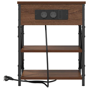 Nachttisch mit Regal, 2er-Set, Eichenoptik
