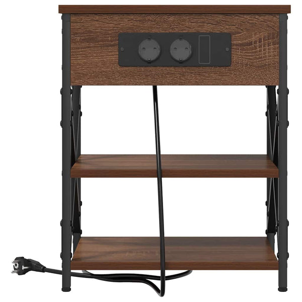 Nachttisch mit Regal, 2er-Set, Eichenoptik