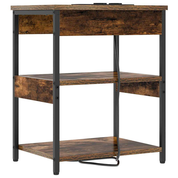 vidaXL Table de chevet chêne fumé 41 x 31 x 51 cm, bois d'ingénierie