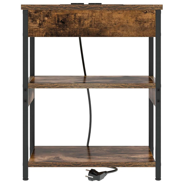 vidaXL Table de chevet chêne fumé 41 x 31 x 51 cm, bois d'ingénierie