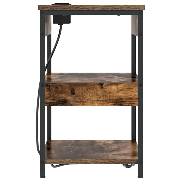 vidaXL Table de chevet chêne fumé 41 x 31 x 51 cm, bois d'ingénierie