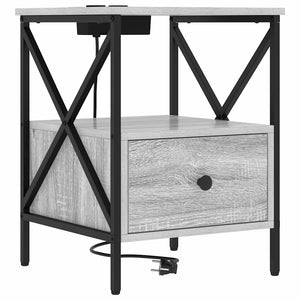 Nachttisch Graues Sonoma mit Ladefunktion