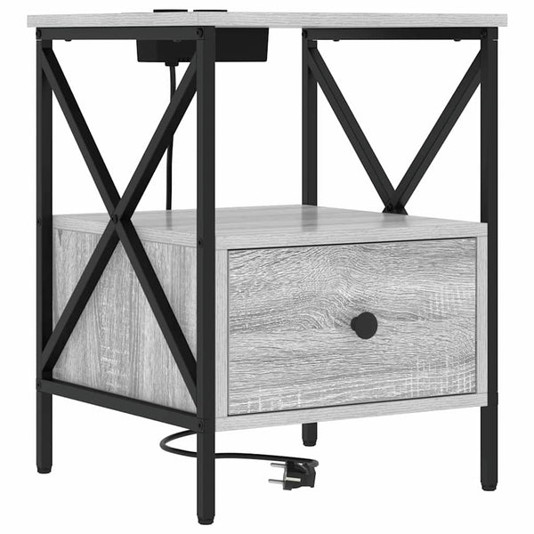 Nachttisch Graues Sonoma mit Ladefunktion