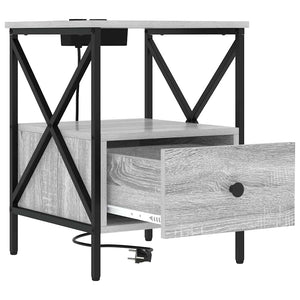 Nachttisch Graues Sonoma mit Ladefunktion